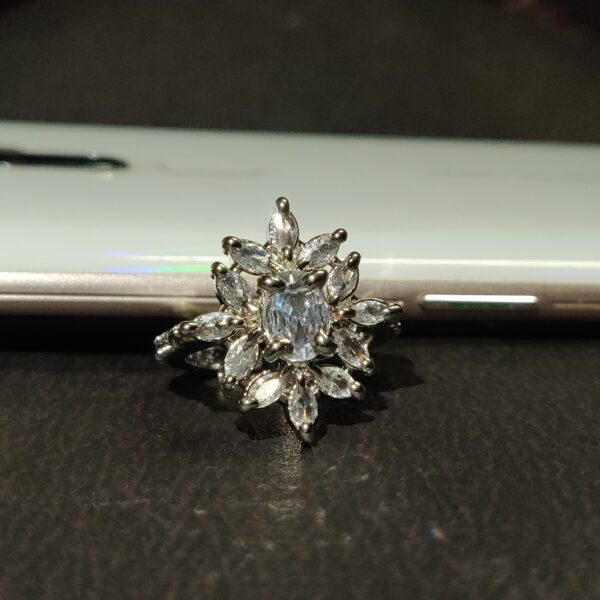 Silver Diamond Ring .